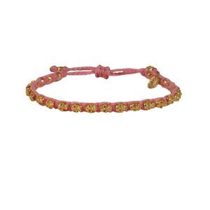 M Cohen By Maor Pink Gold Skulls Tassel Cuff Pull Strap Skeleton Bracelet